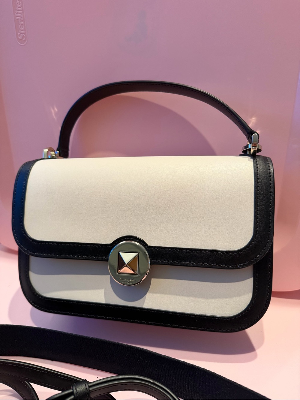 Kate Spade Classic Two-Tone Cream and Black Top-Handle Shoulder Bag